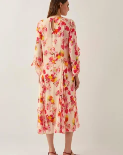 Monsoon Vanna Frill Floral Print Midi Dress