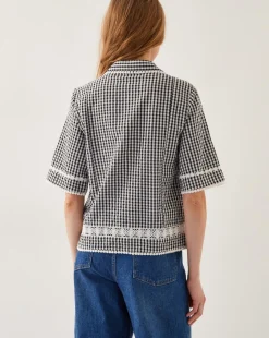 Monsoon Zoe Lace Gingham Cotton Shirt