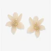 Mood Cream Resin Flower Statement Drop Earrings