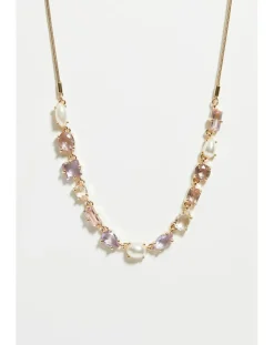 Mood Gold Romantic Crystal And Pearl Mixed Stone Allway Necklace