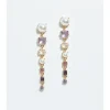 Mood Gold Romantic Crystal And Pearl Linear Drop Earrings