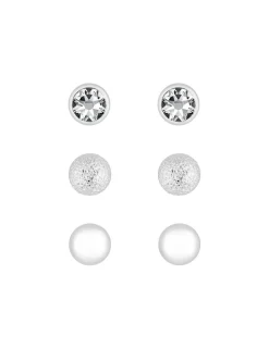 Mood Silver Crystal 3 Pack Stud Earrings
