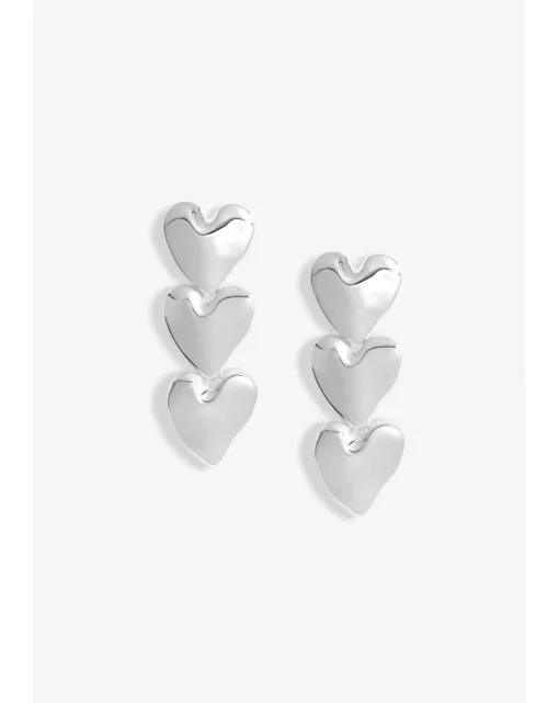 Mood Silver Polished Molten Heart Triple Drop Earrings
