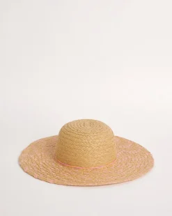 Multi-Weave Pink Wide Brim Hat