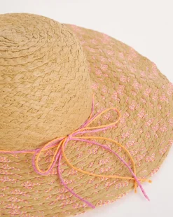 Multi-Weave Pink Wide Brim Hat