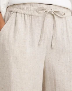 Natural Linen Mix Wide Leg Trousers