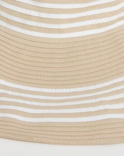 Natural Wide Brim Stripe Detail Hat