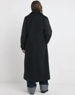 Navy Hybrid Bomber Longline Coat