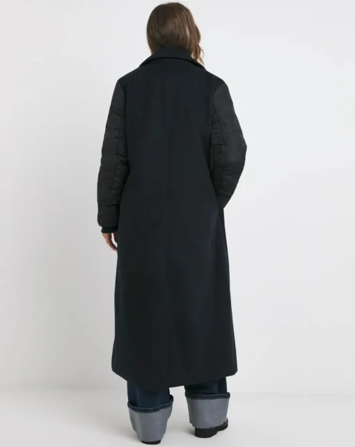 Navy Hybrid Bomber Longline Coat