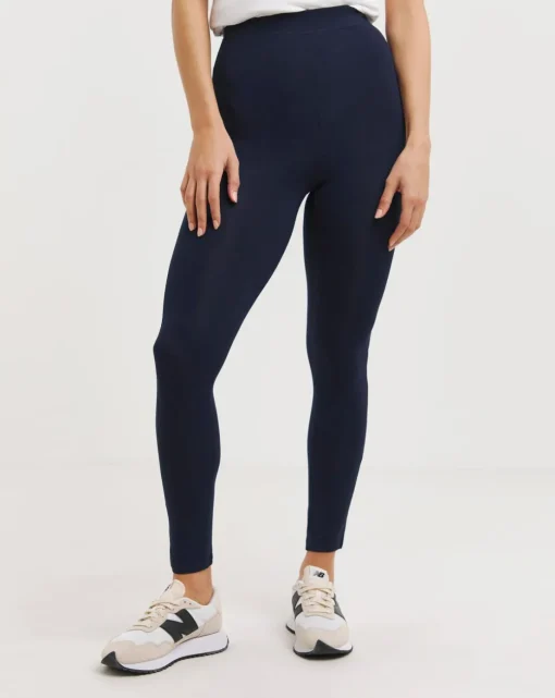 Navy Jersey High Waisted Leggings