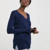 Navy Slouchy V Neck Tunic