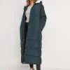 Navy Water Resist Contrast Padded Maxi Coat
