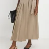 Neutral Pleated Midaxi Skirt