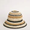 Neutral Stripe Raffia Straw Hat