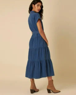 Nobody's Child Denim Ester Tiered Shirt Dress Plain