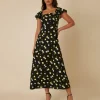 Nobody's Child Elsie Midi Dress Babette Tulip Black