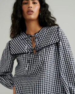 Nobody's Child Gingham Check Birdie Blouse