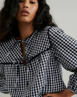 Nobody's Child Gingham Check Birdie Blouse