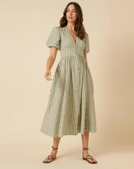 Nobody's Child Green Stripe Starlight Midaxi Dress