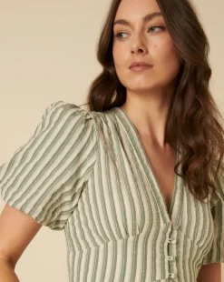 Nobody's Child Green Stripe Starlight Midaxi Dress