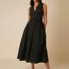 Nobody's Child Sleeveless Starlight Midaxi Dress Black Ticking Stripe