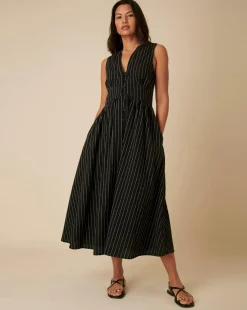 Nobody's Child Sleeveless Starlight Midaxi Dress Black Ticking Stripe