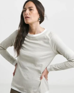 Oatmeal Crew Neck Long Sleeve Layered T-Shirt