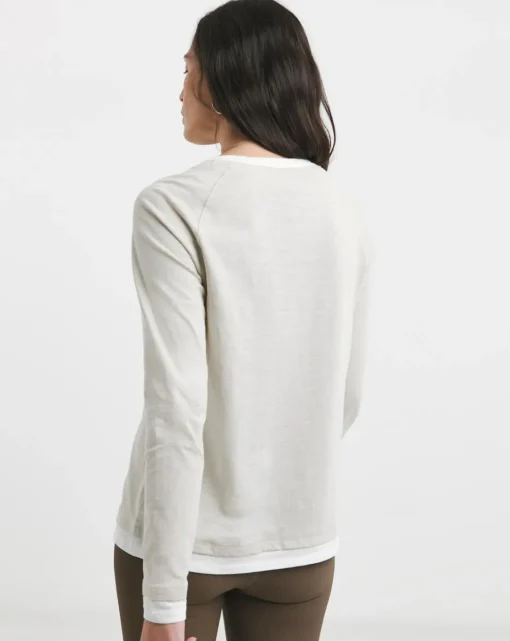Oatmeal Crew Neck Long Sleeve Layered T-Shirt