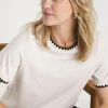 Oatmeal Crew Neck Stitch Detail Boxy T-Shirt