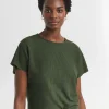 Olive Crew Neck Textured Top