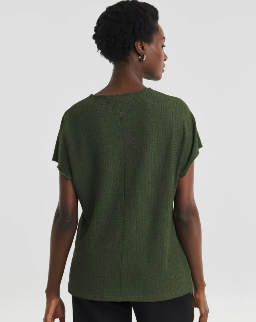 Olive Crew Neck Textured Top