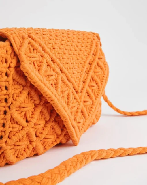 Orange Macrame Crossbody Bag