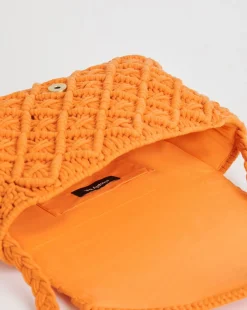 Orange Macrame Crossbody Bag