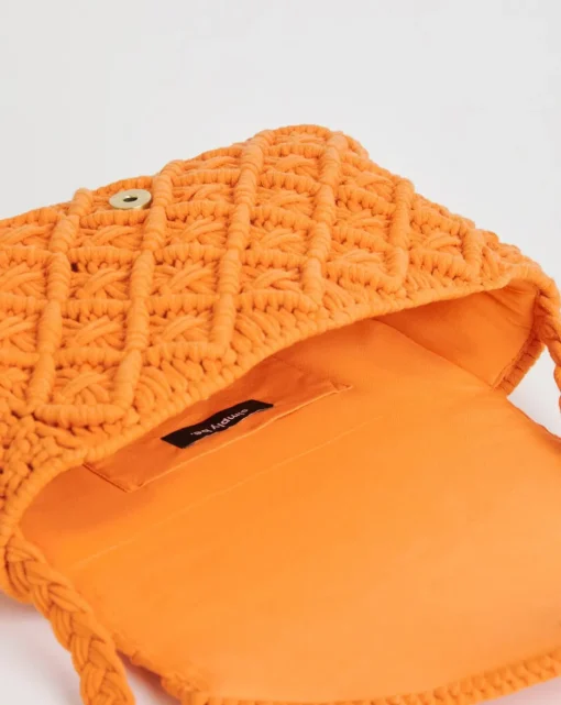 Orange Macrame Crossbody Bag