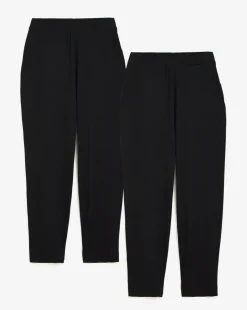 2 Pack Black Jersey Tapered Leg Trousers