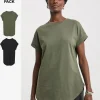2 Pack Short Sleeve Curved Hem Longline top