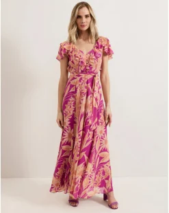 Phase Eight Dinara Printed Frill Detail Maxi Dress
