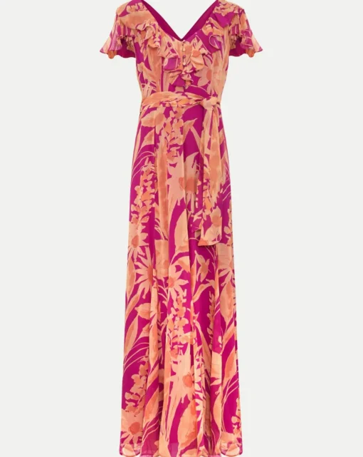 Phase Eight Dinara Printed Frill Detail Maxi Dress