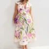 Phase Eight Matilda Floral Linen Ruffle Midi Dress