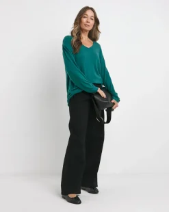 Pine Green Soft Touch V-Neck Longline Top
