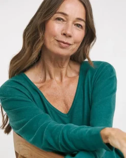 Pine Green Soft Touch V-Neck Longline Top