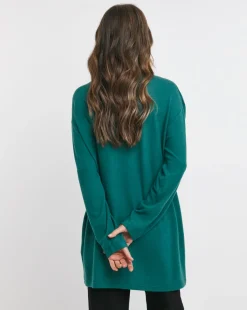 Pine Green Soft Touch V-Neck Longline Top