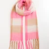 Pink Check Super Soft Blanket Scarf
