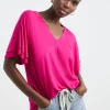 Pink Double Angel Sleeve V-Neck Top