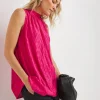 Pink Halter Neck Pleated Top