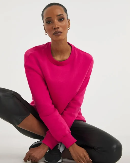 Pink Ribbed Detail Sweatshirt