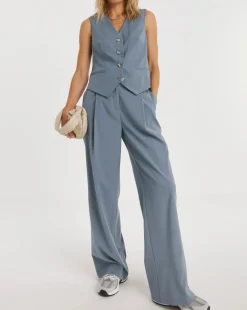 Pleated Wide Leg Trousers