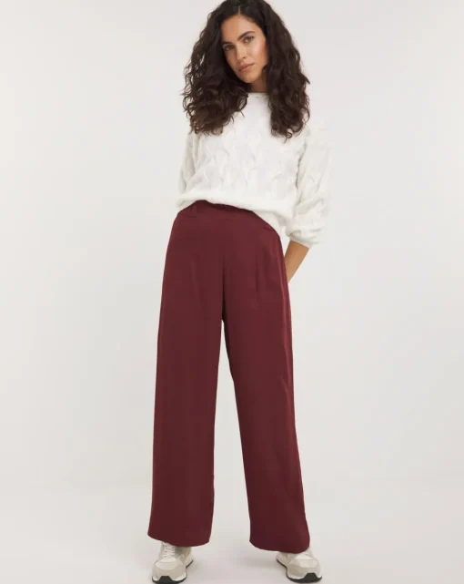 Plum Satin Wide Leg Trouser