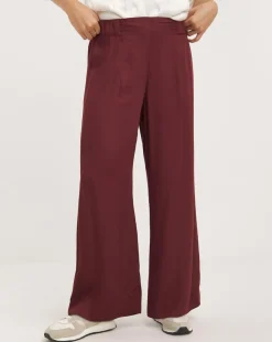 Plum Satin Wide Leg Trouser