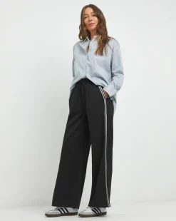 Ponte Jersey Glitter Side Stripe Wide Leg Trouser